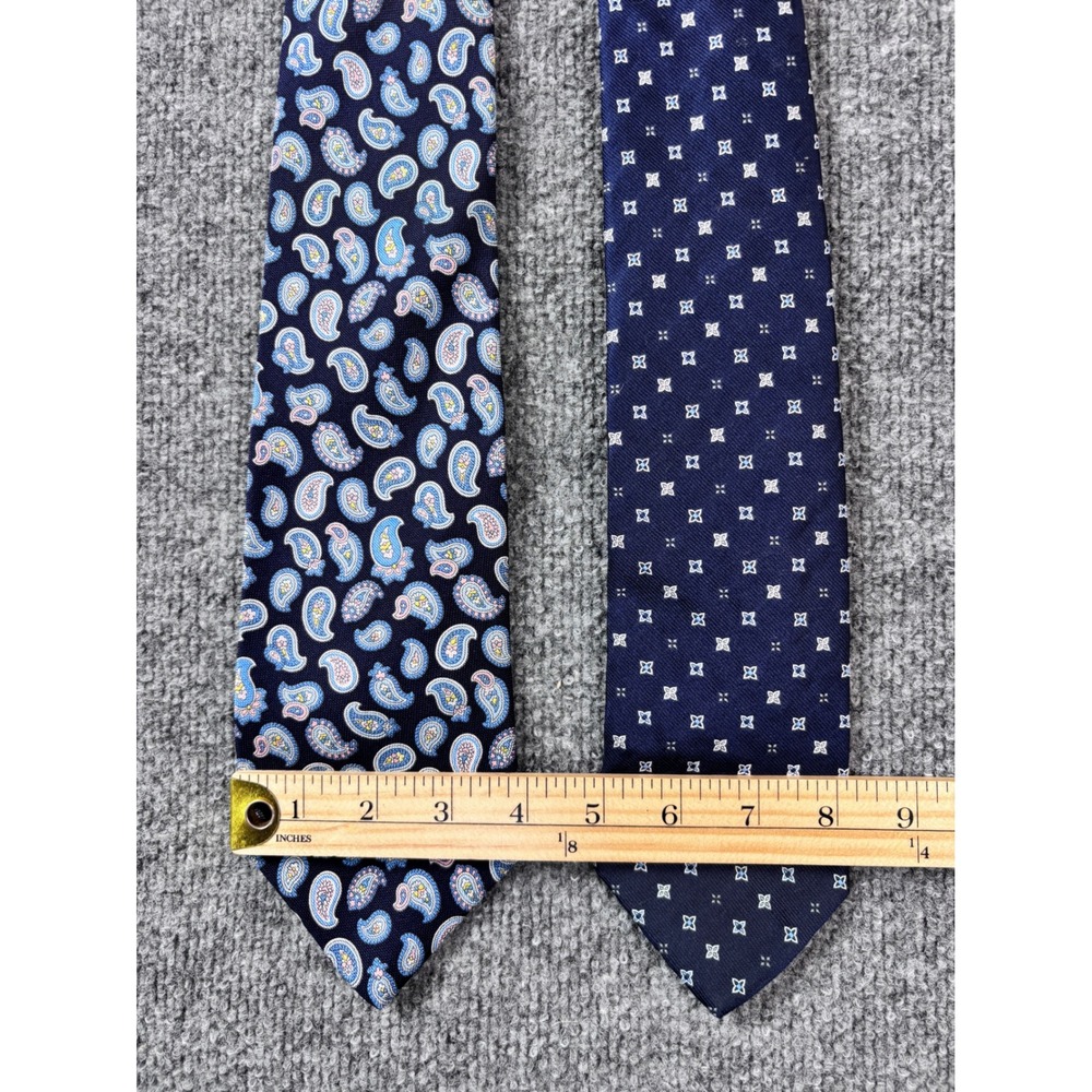 NWT‎ 2 Brooks Brothers Silk Tie Bundle Mens Navy Paisley and Medallion Geometric